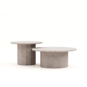 Alternative view of Ronde Salontafel Sofia-ø80x32-Wit-Travertine