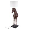 Vloerlamp paard Caballo H.160,5 cm - Vloerlamp "Caballo" gemaakt van kunsthars in bruin en crème - Afmetingen: lengte 44 cm, breedte 44 cm, hoogte 160,5 cm - Vorm van een paard met zwarte accenten - Geschikt voor gebruik binnenshuis, CE goedgekeurd - Fitting voor lampen met maximaal 60 watt CASA & VIVENTES Vloerlamp paard Caballo H.160,5 cm De vloerlamp "Caballo" is een echte eyecatcher in uw huis. Gemaakt van hoogwaardige kunsthars in bruin en crème, overtuigt hij door zijn gedetailleerde paardenvorm en elegante zwarte accenten. Met een afmeting van 44 x 44 x 160,5 cm past hij ideaal in elke hoek en zorgt voor een gezellige sfeer. CE-getest en alleen geschikt voor gebruik binnenshuis, biedt bovendien het hoogste veiligheidsniveau. Met de fitting voor lampen met maximaal 60 Watt kunt u de verlichting individueel naar wens aanpassen. Haal een uniek en stijlvol designobject in huis met de vloerlamp “Caballo”! Breedte: 44cm Hoogte: 160.5cm Lengte: 44cm Gewicht: 8360g kleuren: Bruin, Beige, Zwart, Bruin Materialen: Polyresin merk: GILDE HANDWERK