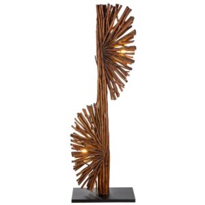 Houten lamp "Dual" Lamp "Dubbel" bruin natuurlijk hout, onderstel in zwart, met 2 fittingen (E27) - bruin naturel hout met zwarte houten voet CASA & VIVENTES 2x E27 fitting Lengte: 151cm Gewicht: 8650g kleuren: Zwart, Bruin Materialen: Hout merk: GILDE HANDWERK