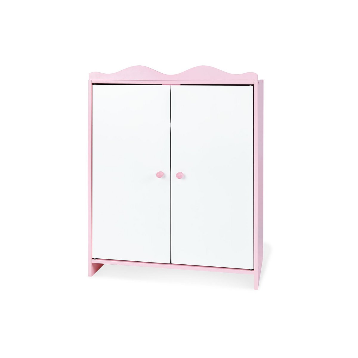 Poppenkast 'Jasmin', 4 delen • Gelakt: MDF, roze en wit gelakt • Incl. 3 kleerhangers • B 45 cm, D 27 cm, H 62 cm • 2 deuren • 1 plank, 1 kledingrek • Aanbevolen voor kinderen vanaf 2 jaar Casa & Viventes Breedte: 25cm Hoogte: 61.5cm Lengte: 45cm Gewicht: 6g kleuren: Roze, Wit Materialen: Hout, Mdf merk: Pinolino Kinderträume