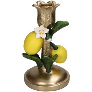 Kaarshouder - Citroen ↑ 18 cm Geef een pittige twist aan je interieur met de Lemon-kaarshouder van 18 cm. De felgele kleur en het verfrissende ontwerp zorgen voor een levendige en vrolijke sfeer in elke omgeving. Afmeting: 9,5 x 17,5 cm CASA & VIVENTES Kaarshouder - Citroen ↑ 18 cm Hoogte: 18cm Gewicht: 250g kleuren: Goud, Wit, Geel Materialen: Massief goud merk: Trendhero B.V.